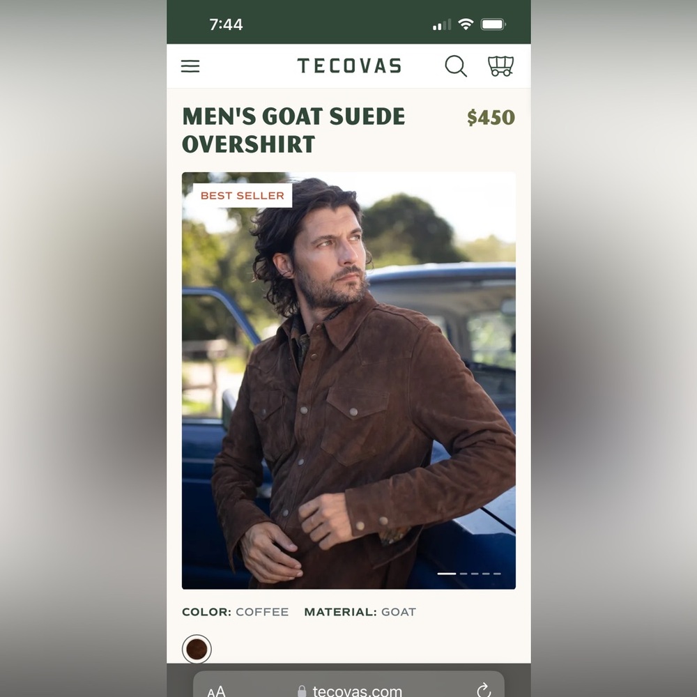 Tecovas Men’s Goat Suede Overshirt